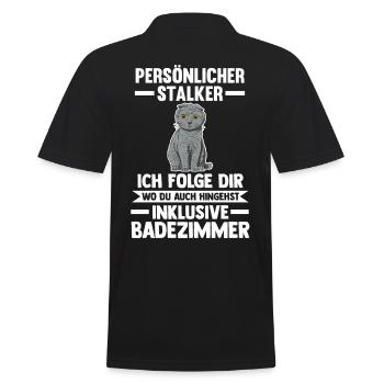 Scottish Fold Katze - Männer Poloshirt - Schwarz - Hinten - Kai (181cm)