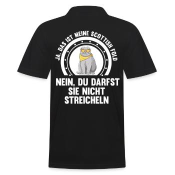 Scottish Fold Katze - Männer Poloshirt - Schwarz - Hinten - Kai (181cm)