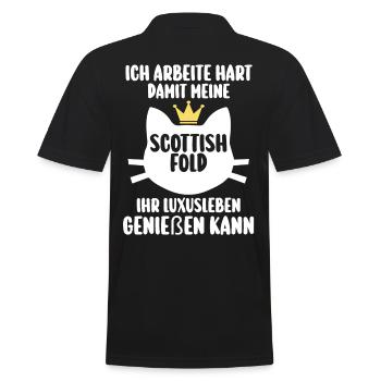 Scottish Fold Katze - Männer Poloshirt - Schwarz - Hinten - Kai (181cm)