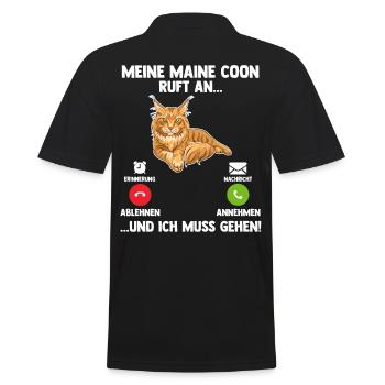 Maine Coon Katze - Männer Poloshirt - Schwarz - Hinten - Kai (181cm)