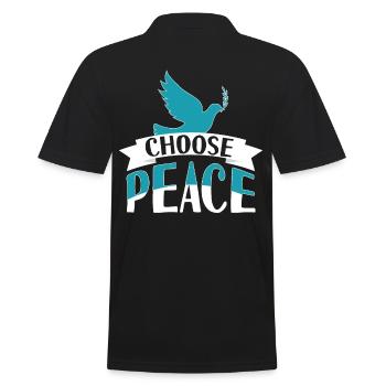 Choose Peace Doves Of Peace - Männer Poloshirt - Schwarz - Hinten - Kai (181cm)