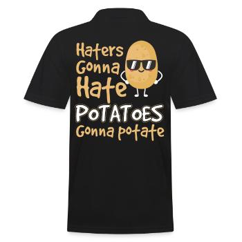 Potatoes Gonna Potate - Männer Poloshirt - Schwarz - Hinten - Kai (181cm)