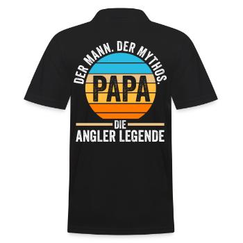Angeln Fischer Papa Vater Fischen Angel Angler - Männer Poloshirt - Schwarz - Hinten - Kai (181cm)