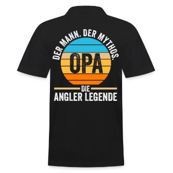 Angeln Fischer Opa Großvater Fischen Angel Angler - Männer Poloshirt - Schwarz - Hinten - Kai (181cm)