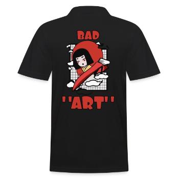 schlechte Kunst Katze Japan Geisha trashiges Chaos - Männer Poloshirt - Schwarz - Hinten - Kai (181cm)