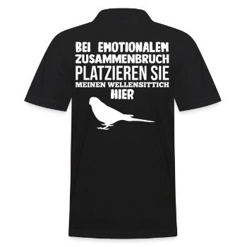 Vogel Sittch Wellensittich - Männer Poloshirt - Schwarz - Hinten - Kai (181cm)