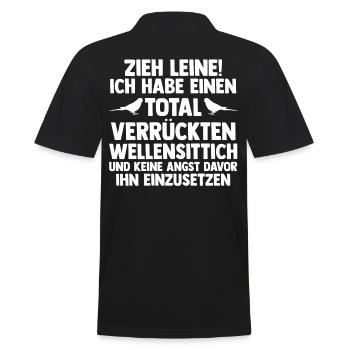 Vogel Sittch Wellensittich - Männer Poloshirt - Schwarz - Hinten - Kai (181cm)