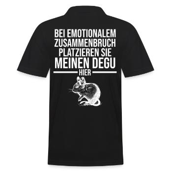 Platzieren Sie meinen Degu hier - Männer Poloshirt - Schwarz - Hinten - Kai (181cm)