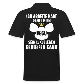 Ich arbeite hart damit mein Degu - Männer Poloshirt - Schwarz - Hinten - Kai (181cm)