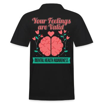 Your Feelings Are Valid Mental Health Awareness - Männer Poloshirt - Schwarz - Hinten - Kai (181cm)