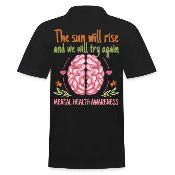The Sun Will Rise And We Will Try Again - Männer Poloshirt - Schwarz - Hinten - Kai (181cm)
