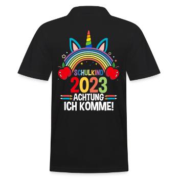 Schulkind 2023 Schulbeginn Einhorn Einschulung - Männer Poloshirt - Schwarz - Hinten - Kai (181cm)