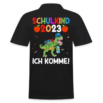 Schulkind 2023 Schulbeginn Dinosaurier Einschulung - Männer Poloshirt - Schwarz - Hinten - Kai (181cm)