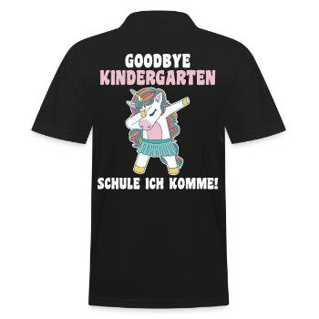 Schulkind Schulbeginn Einhorn Einschulung - Männer Poloshirt - Schwarz - Hinten - Kai (181cm)