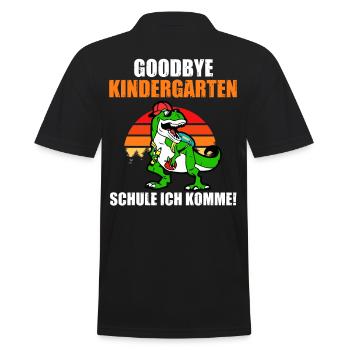 Schulkind Schulbeginn Dinosaurier Einschulung - Männer Poloshirt - Schwarz - Hinten - Kai (181cm)