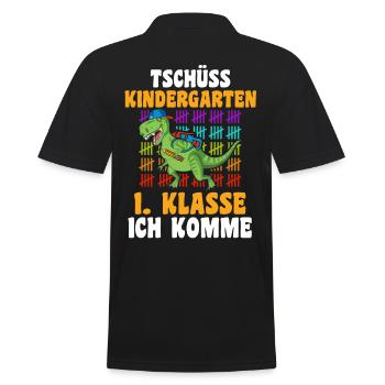 Schulkind Erste Klasse Schulbeginn Dinosaurier Ein - Männer Poloshirt - Schwarz - Hinten - Kai (181cm)