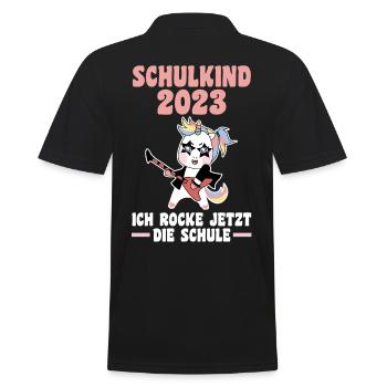 Schulkind 2023 Schulbeginn Einhorn Einschulung - Männer Poloshirt - Schwarz - Hinten - Kai (181cm)