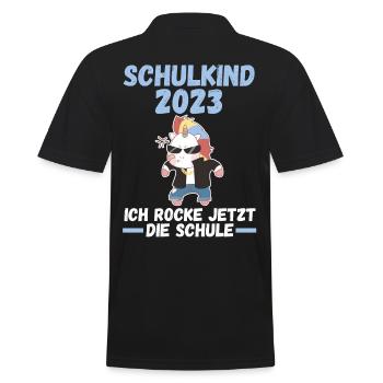 Schulkind 2023 Schulbeginn Einhorn Einschulung - Männer Poloshirt - Schwarz - Hinten - Kai (181cm)