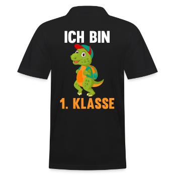 Schulkind Schulbeginn Erste Klasse Dinosaurier Ein - Männer Poloshirt - Schwarz - Hinten - Kai (181cm)