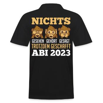 Abiturienten Abschluss Affen 2023 Abitur - Männer Poloshirt - Schwarz - Hinten - Kai (181cm)