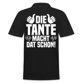Patentante Tante - Männer Poloshirt - Schwarz - Hinten - Kai (181cm)