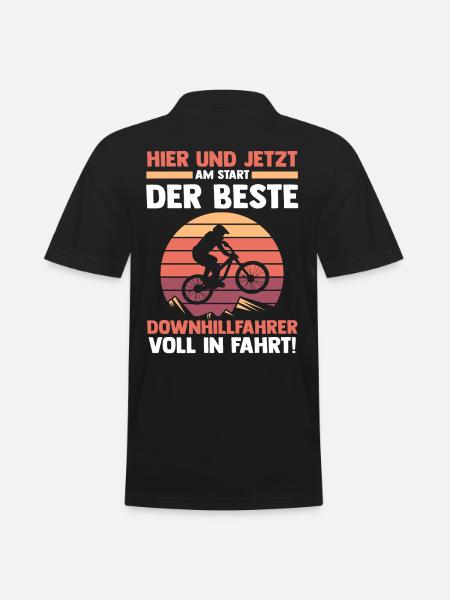 Mountainbike Fahrrad Downhill - Männer Poloshirt - Schwarz