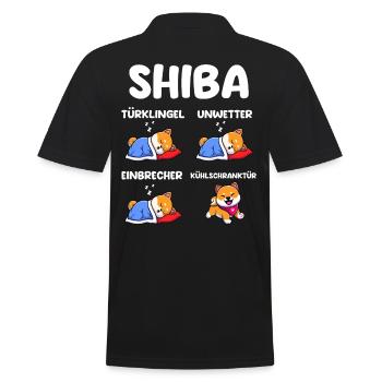 Hund Shiba Inu - Männer Poloshirt - Schwarz - Hinten - Kai (181cm)