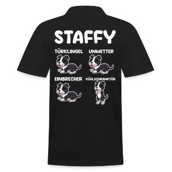 Hund Staffy - Männer Poloshirt - Schwarz - Hinten - Kai (181cm)