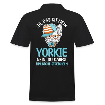 Hund Yorkie - Männer Poloshirt - Schwarz - Hinten - Kai (181cm)