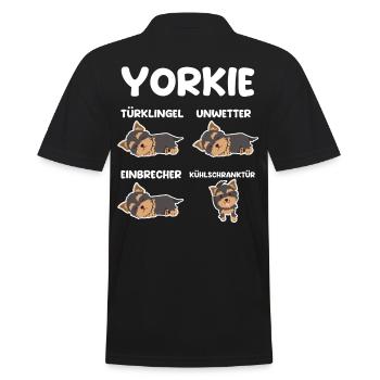 Hund Yorkie - Männer Poloshirt - Schwarz - Hinten - Kai (181cm)