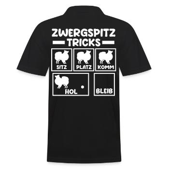 Hund Zwergspitz - Männer Poloshirt - Schwarz - Hinten - Kai (181cm)