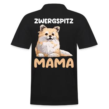 Hund Zwergspitz Mama - Männer Poloshirt - Schwarz - Hinten - Kai (181cm)