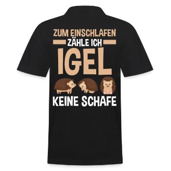 Tiermotiv Igel - Männer Poloshirt - Schwarz - Hinten - Kai (181cm)