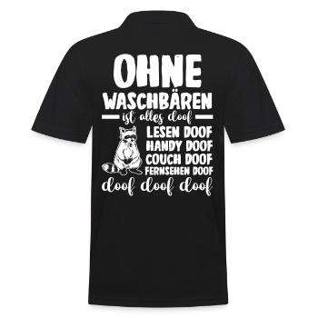 Tiermotiv Waschbär - Männer Poloshirt - Schwarz - Hinten - Kai (181cm)