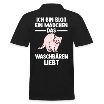 Tiermotiv Waschbär - Männer Poloshirt - Schwarz - Hinten - Kai (181cm)