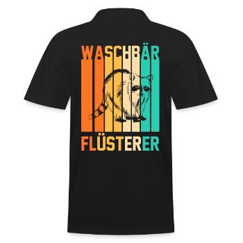 Tiermotiv Waschbär - Männer Poloshirt - Schwarz - Hinten - Kai (181cm)