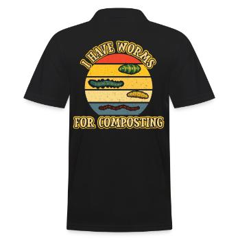 I Have Worms For Composting - Männer Poloshirt - Schwarz - Hinten - Kai (181cm)