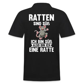Nagetier Ratte Ratten - Männer Poloshirt - Schwarz - Hinten - Kai (181cm)