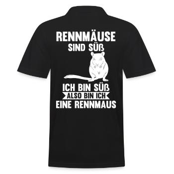 Maus Mäuse Rennmaus - Männer Poloshirt - Schwarz - Hinten - Kai (181cm)