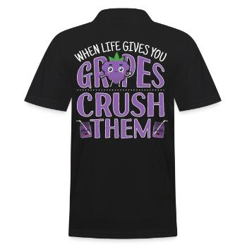 When Life Gives You Grapes Crush Them - Männer Poloshirt - Schwarz - Hinten - Kai (181cm)