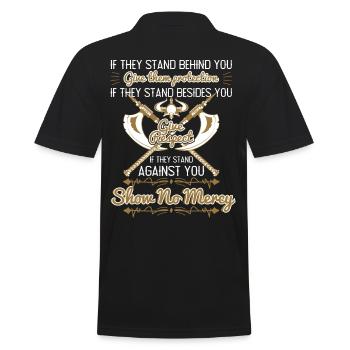 Give Protection Respect No Mercy - Männer Poloshirt - Schwarz - Hinten - Kai (181cm)