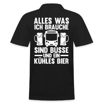 Bus Bier Busfahrer - Männer Poloshirt - Schwarz - Hinten - Kai (181cm)