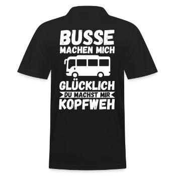 Bus Busfahrer - Männer Poloshirt - Schwarz - Hinten - Kai (181cm)