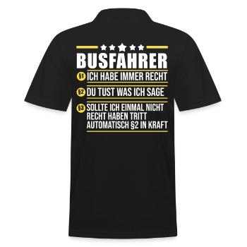 Bus Busfahrer - Männer Poloshirt - Schwarz - Hinten - Kai (181cm)