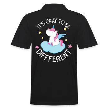 Its Okay To be Different - Männer Poloshirt - Schwarz - Hinten - Kai (181cm)