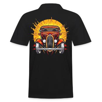Heiße Sonne, Hot Rod Sportwagen - Männer Poloshirt - Schwarz - Hinten - Kai (181cm)