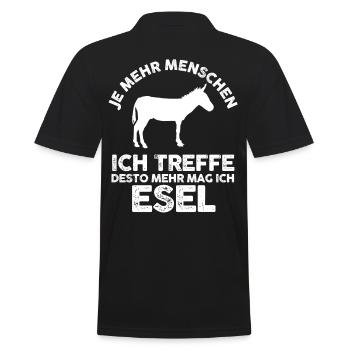 Esel - Männer Poloshirt - Schwarz - Hinten - Kai (181cm)