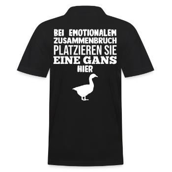 Gans Gänse - Männer Poloshirt - Schwarz - Hinten - Kai (181cm)