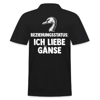 Beziehungsstatus Gans Gänse - Männer Poloshirt - Schwarz - Hinten - Kai (181cm)
