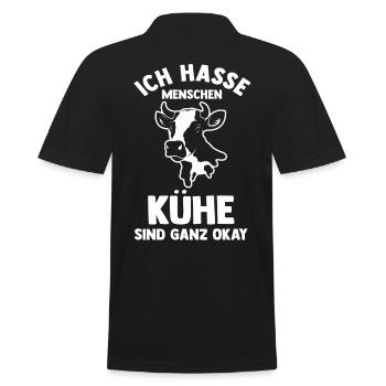 Kuh Landwirt Bauernhof Kühe - Männer Poloshirt - Schwarz - Hinten - Kai (181cm)